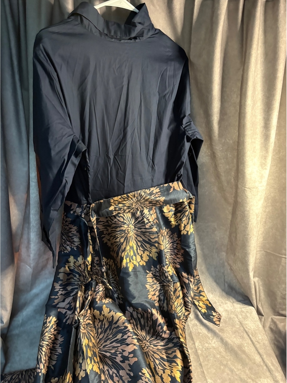 eShakti Wayward Fancies Floral Print Dupioni Cotton Poplin Maxi Shirtdress XL 18 - Picture 4 of 8